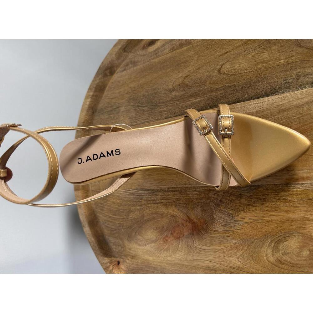 J.Adams Layla Gold PU Rhinestone Strap Heels Women's Size US 9 NWB - Picture 6 of 10